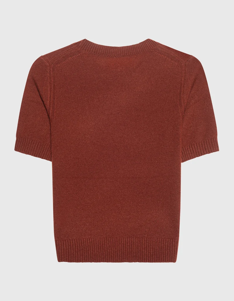 Cropped Kaschmir-Strick T-Shirt