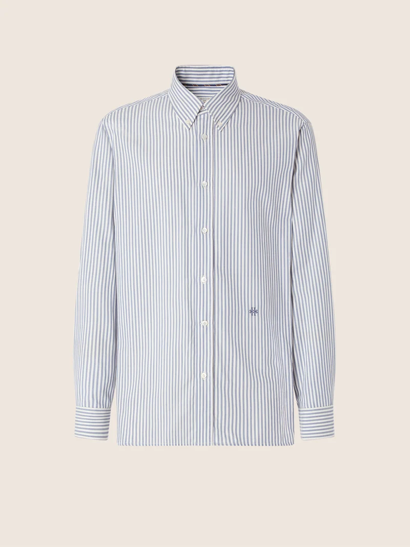 Striped Technical Wool Gabardine Shirt