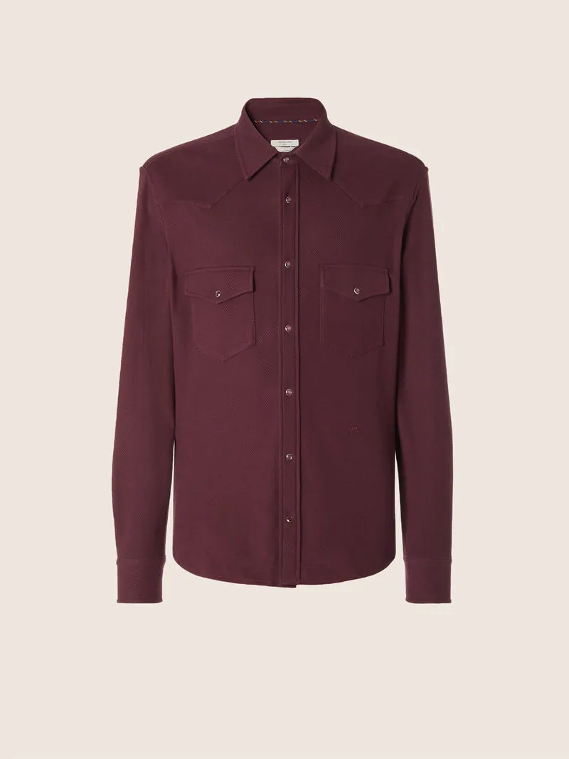 Cotton-Silk Piquet Jersey Western Shirt