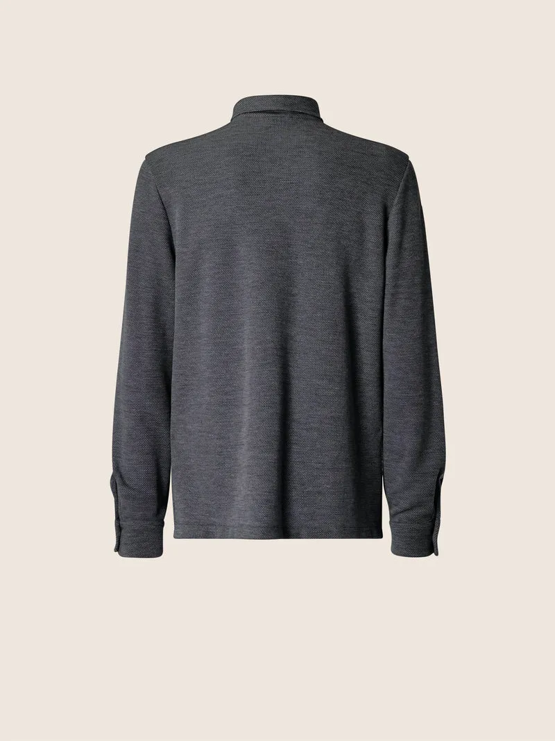 Wool-Cotton Piquet Jersey Polo