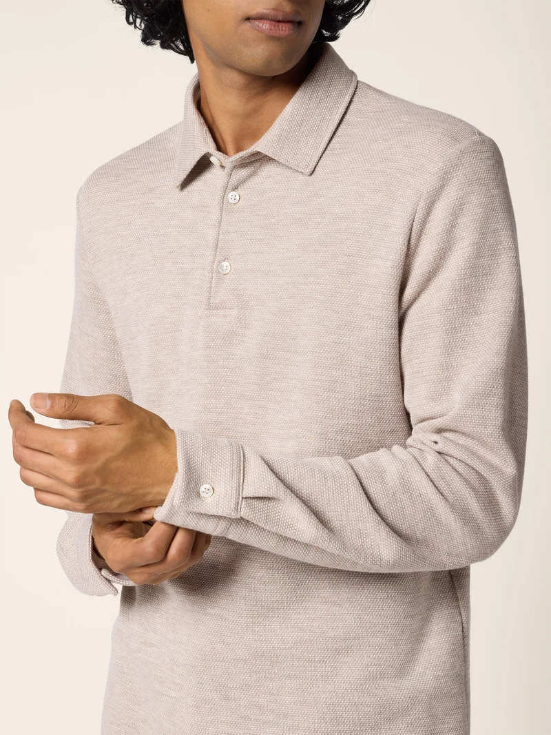Wool-Cotton Piquet Jersey Polo
