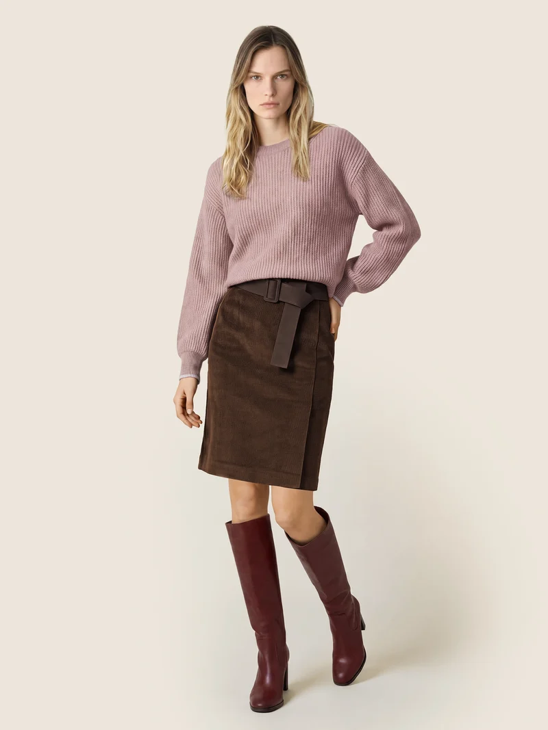 Cotton-Cashmere Corduroy Skirt