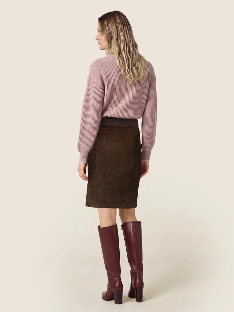 Cotton-Cashmere Corduroy Skirt