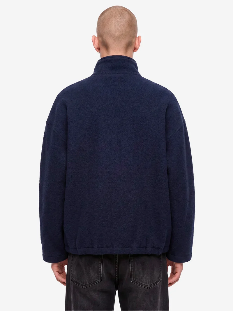Giacca 'Aron' in lana cotta blu con zip