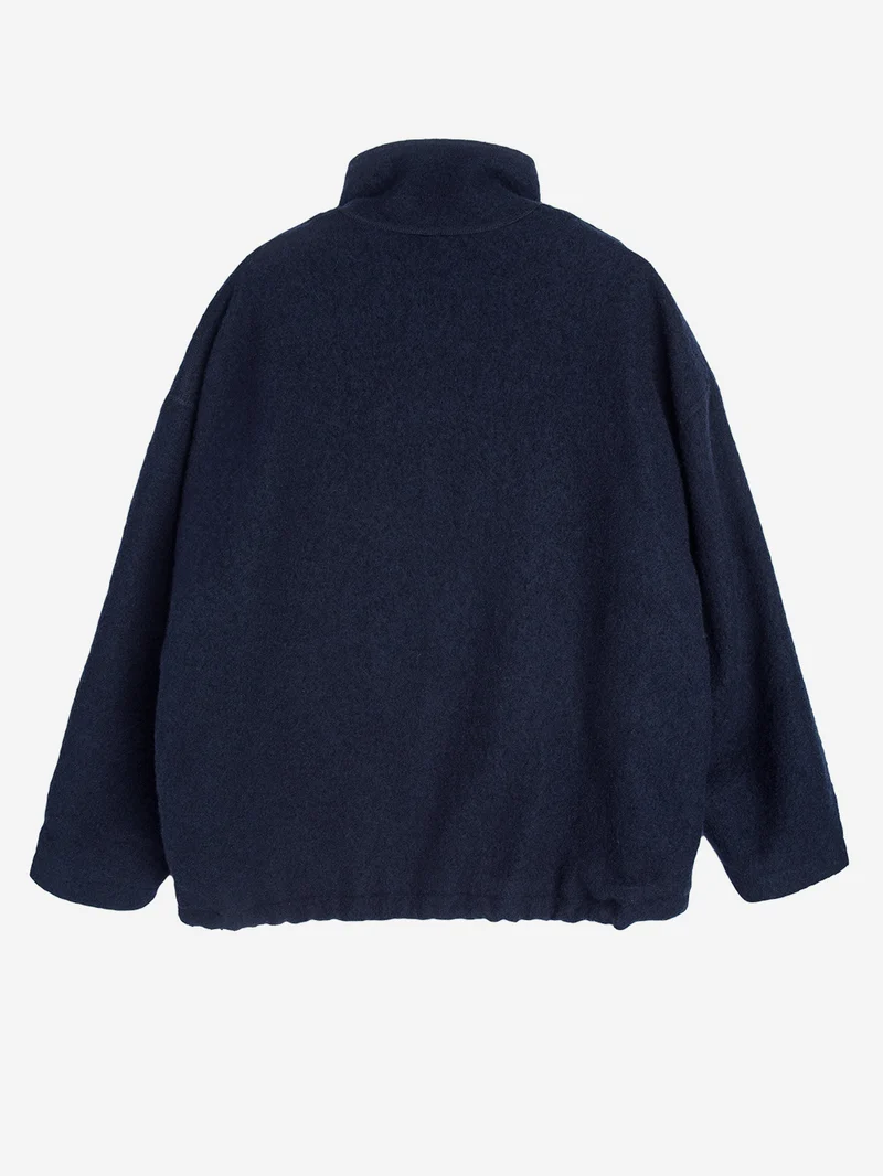 Giacca 'Aron' in lana cotta blu con zip