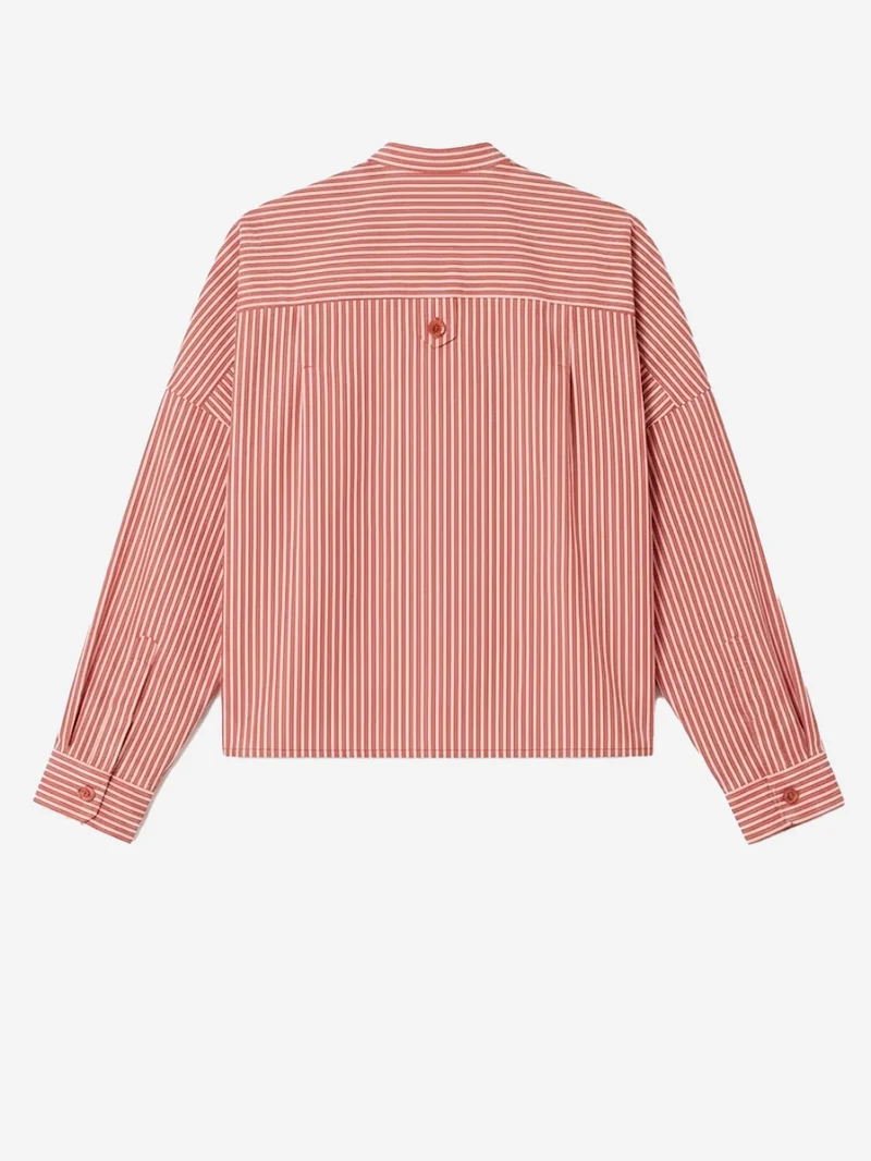Camicia a righe corta con tasche a filetto