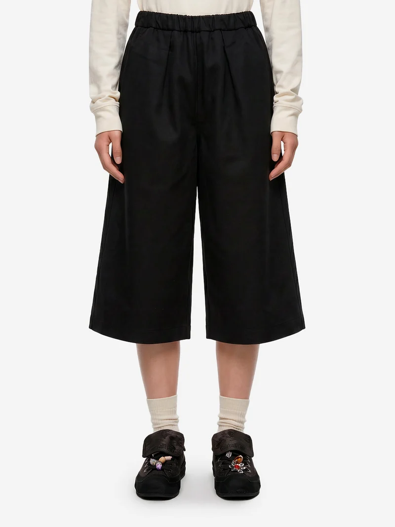 Pantaloni cropped neri a gamba ampia 'Nirvana'