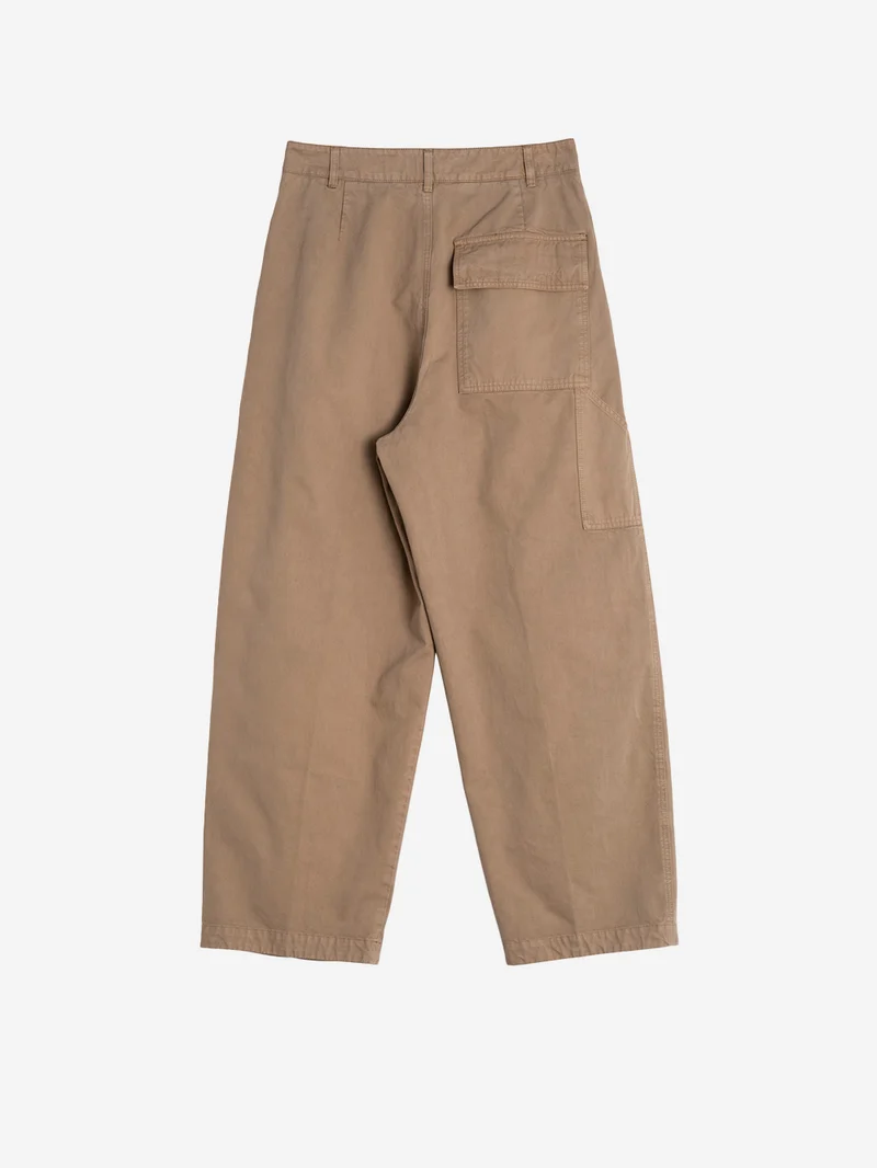 Pantaloni 'Ambassador' pleated in gabardine di cotone beige
