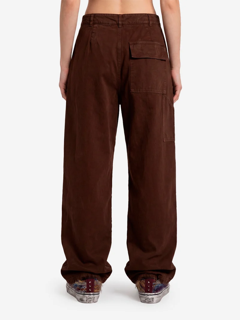 Pantaloni 'Ambassador' pleated in gabardine di cotone marrone