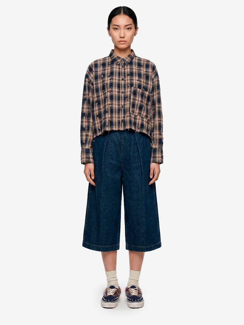 Pantaloni cropped a gamba ampia 'Nirvana' in denim giapponese