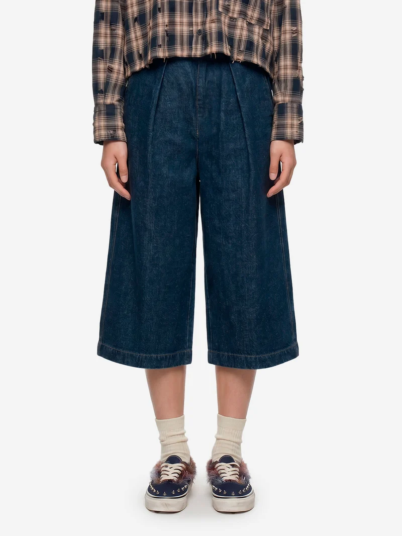 Pantaloni cropped a gamba ampia 'Nirvana' in denim giapponese