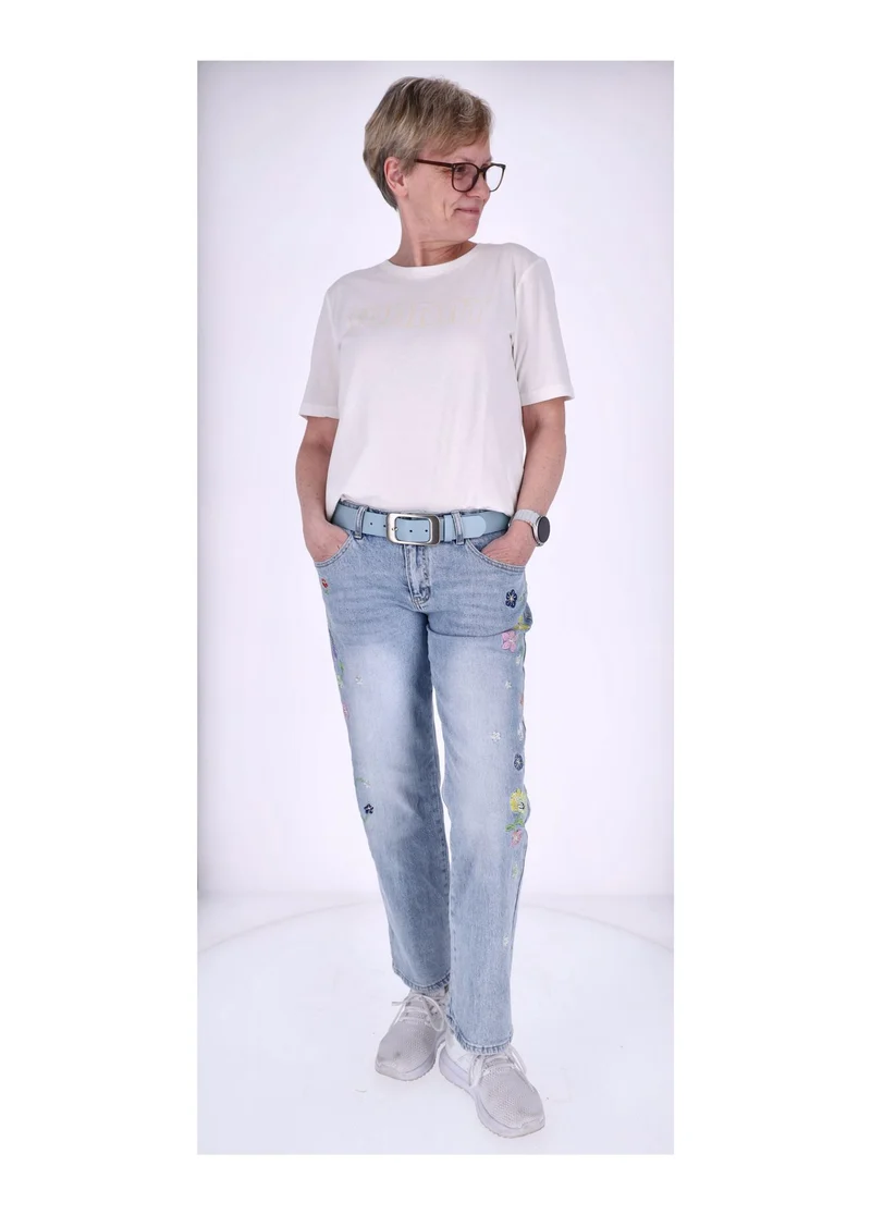 Splash of Color Jeans Damen Blumen