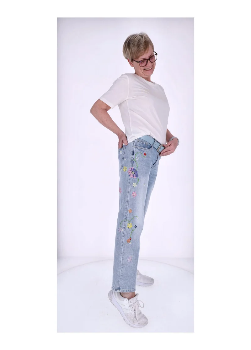 Splash of Color Jeans Damen Blumen