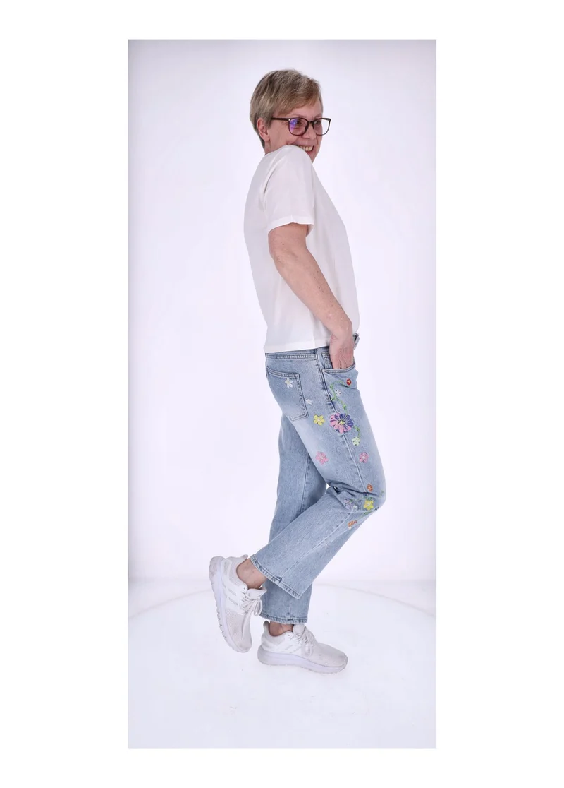 Splash of Color Jeans Damen Blumen