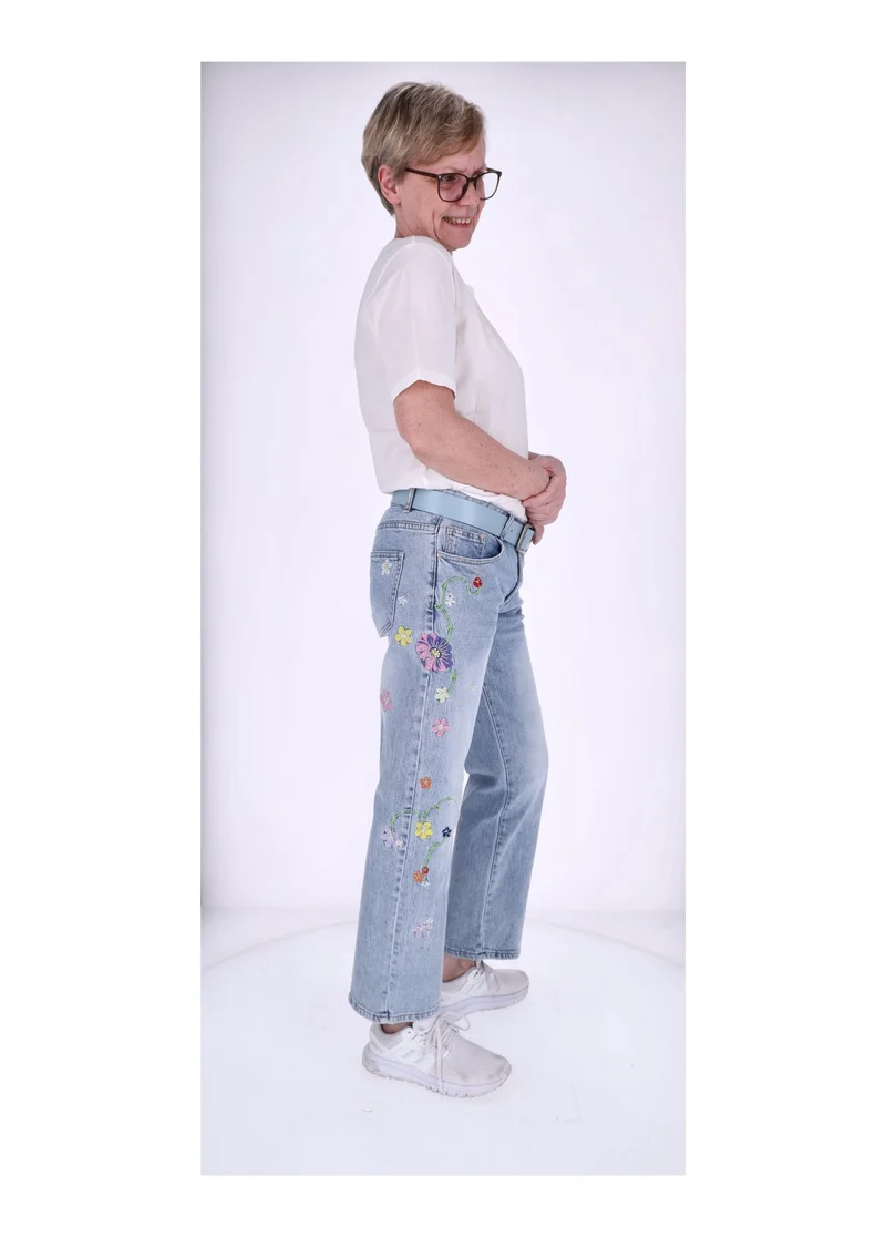 Splash of Color Jeans Damen Blumen