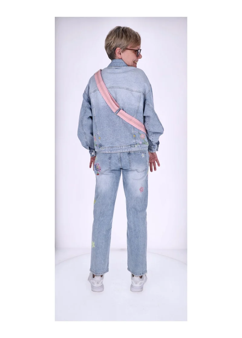 Splash of Color Jeans Damen Blumen