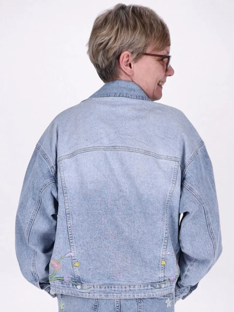 Splash of Color Jeansjacke Blumen Strass
