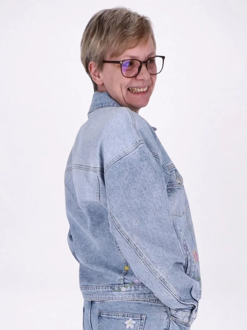Splash of Color Jeansjacke Blumen Strass
