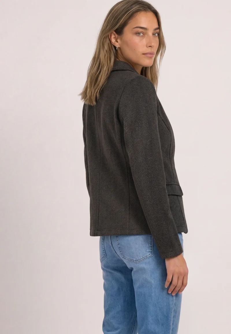 QR Dessin Basic Blazer, black coffee