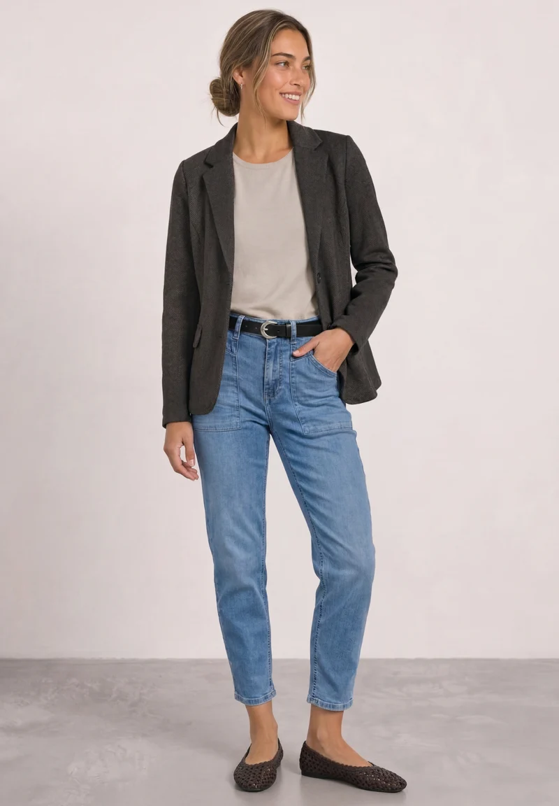 QR Dessin Basic Blazer, black coffee