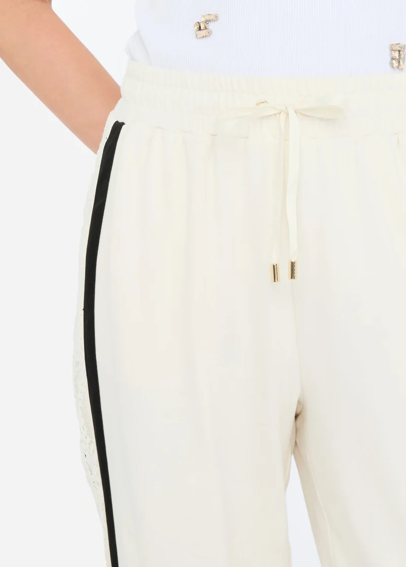 Plush Jogging Trousers with Lace