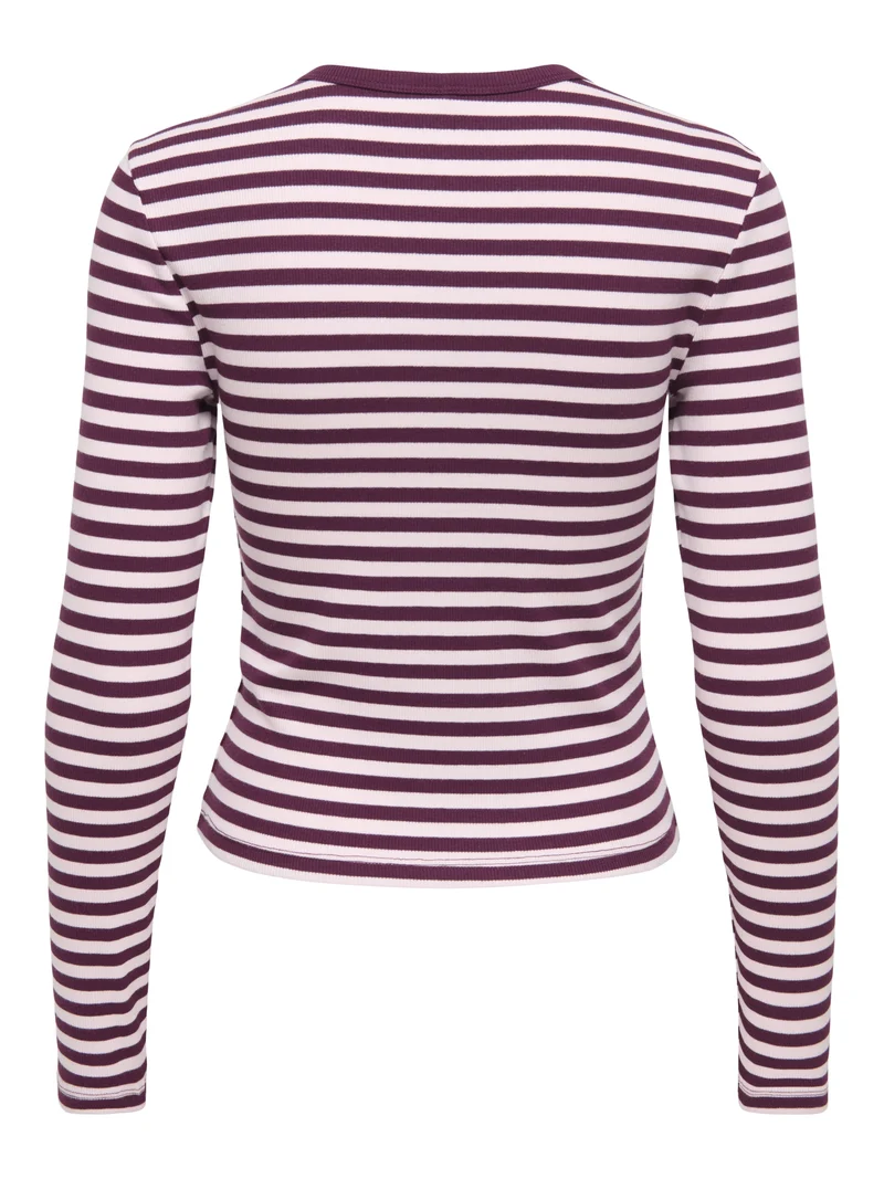 ONLVAL L/S O-NECK STRIPE TOP JRS, Fig/Pale lilac (mette) + emb. heart