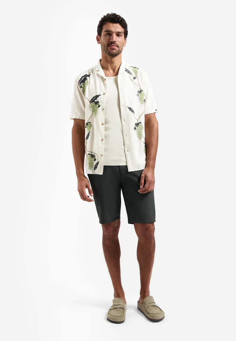 Shirt Short Sleeve Placed Embroidery, Green