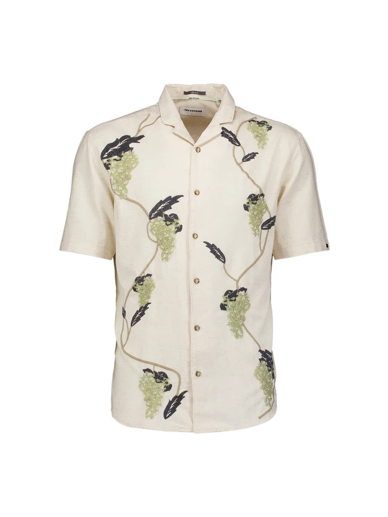 Shirt Short Sleeve Placed Embroidery, Green