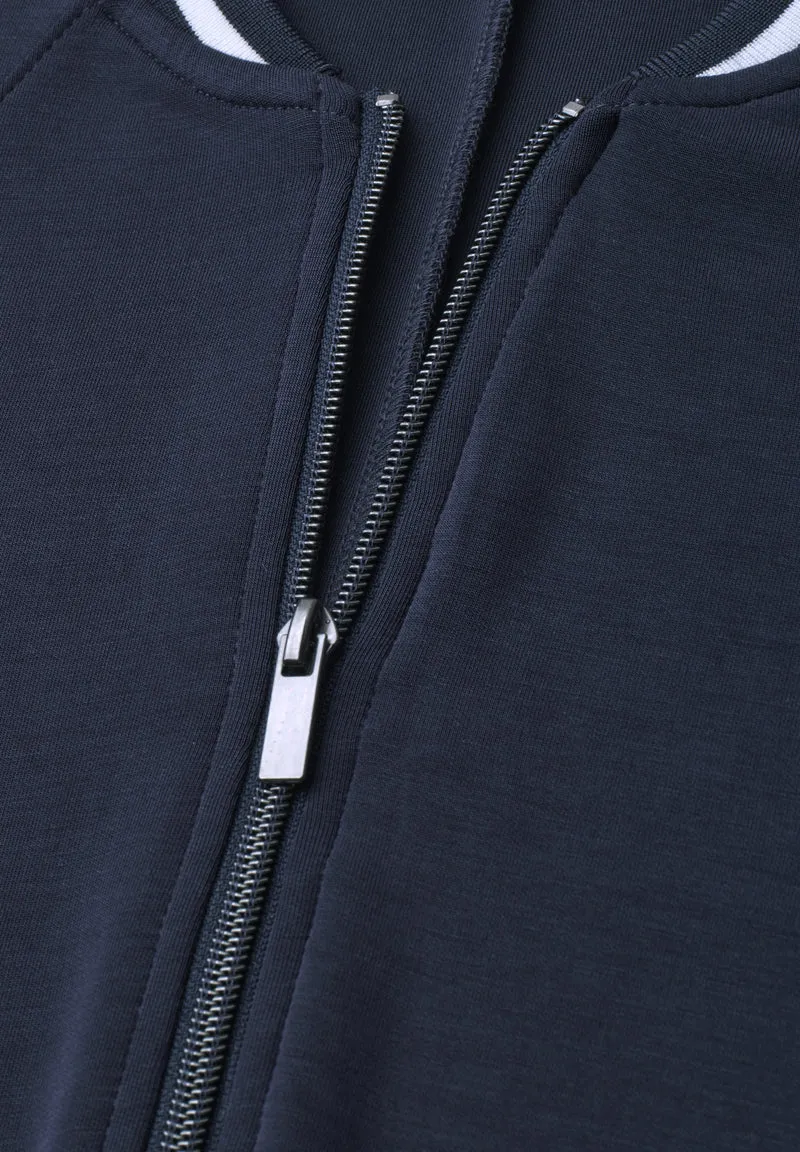 LTD QR silk look jacket w.kick, darkest blue