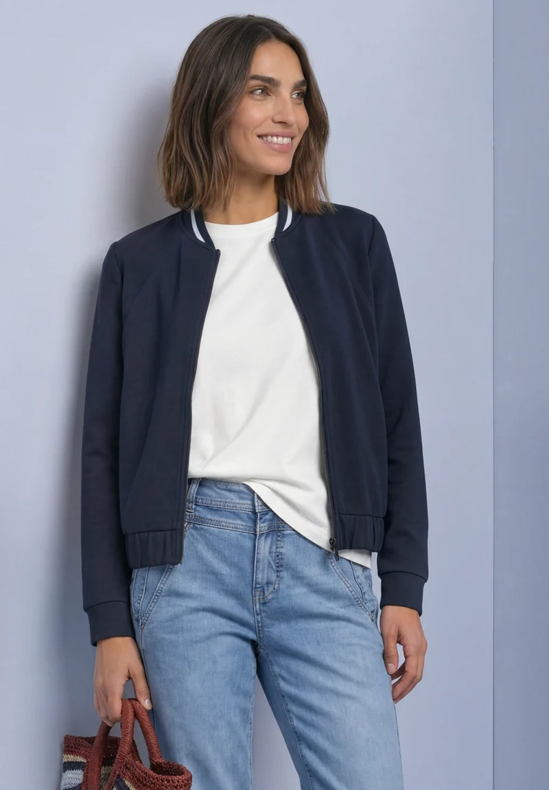 LTD QR silk look jacket w.kick, darkest blue