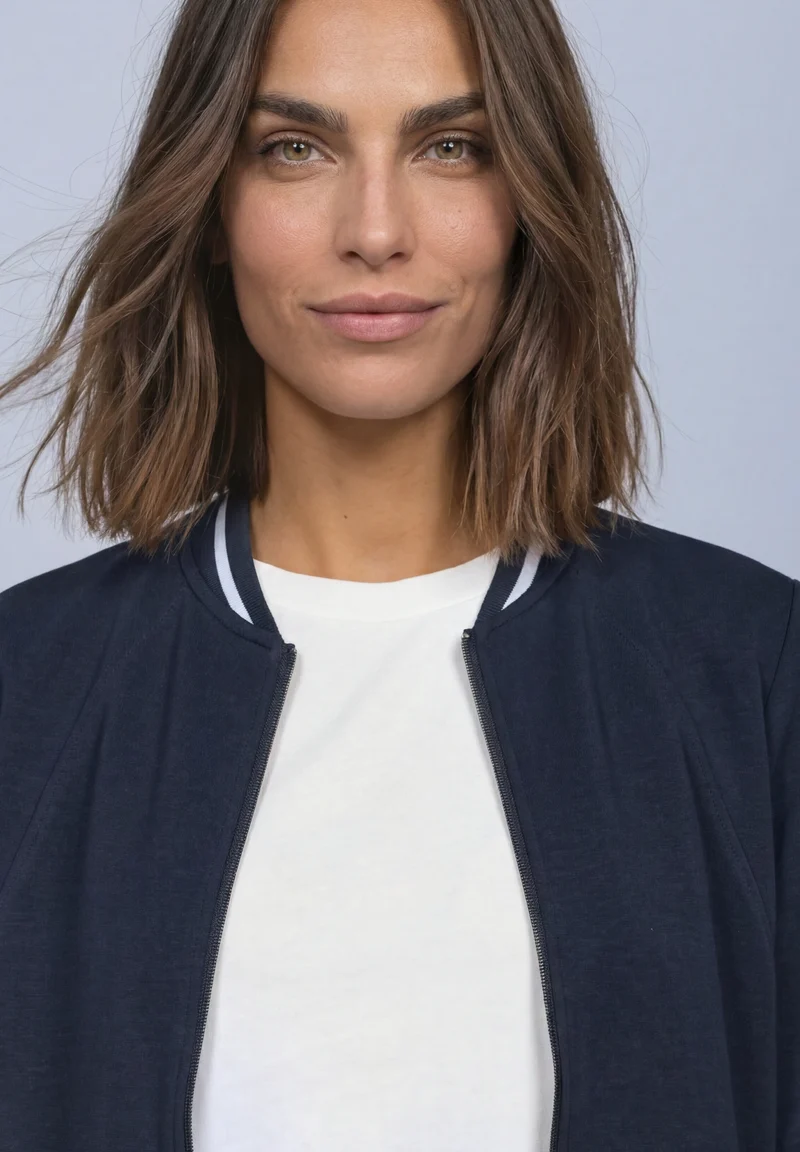 LTD QR silk look jacket w.kick, darkest blue