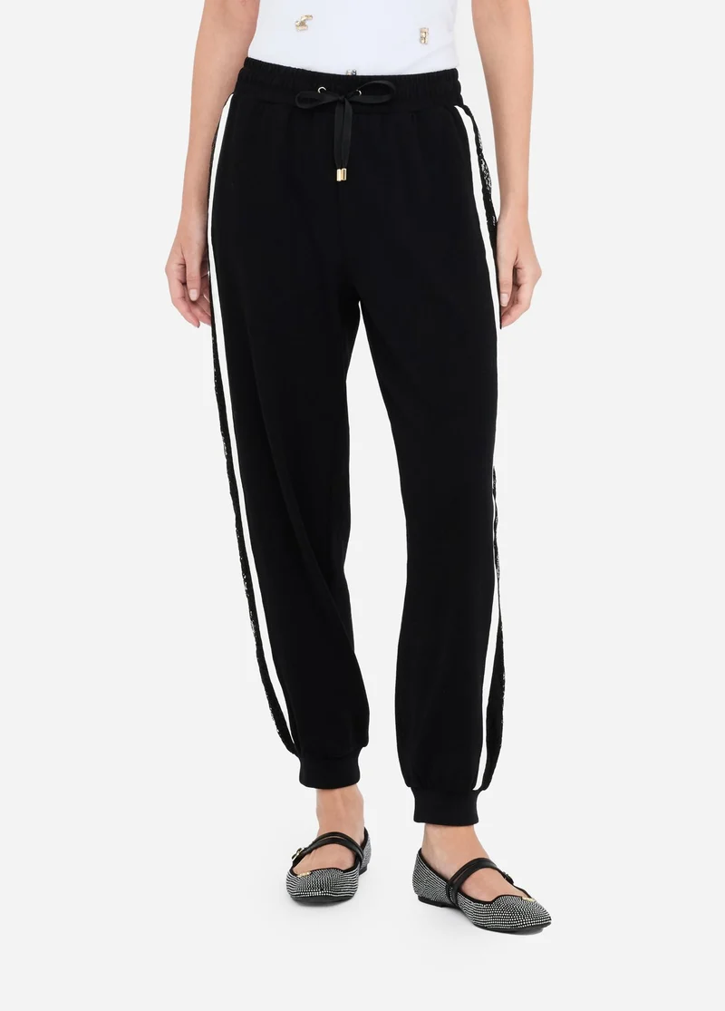 Plush Jogging Trousers with Lace
