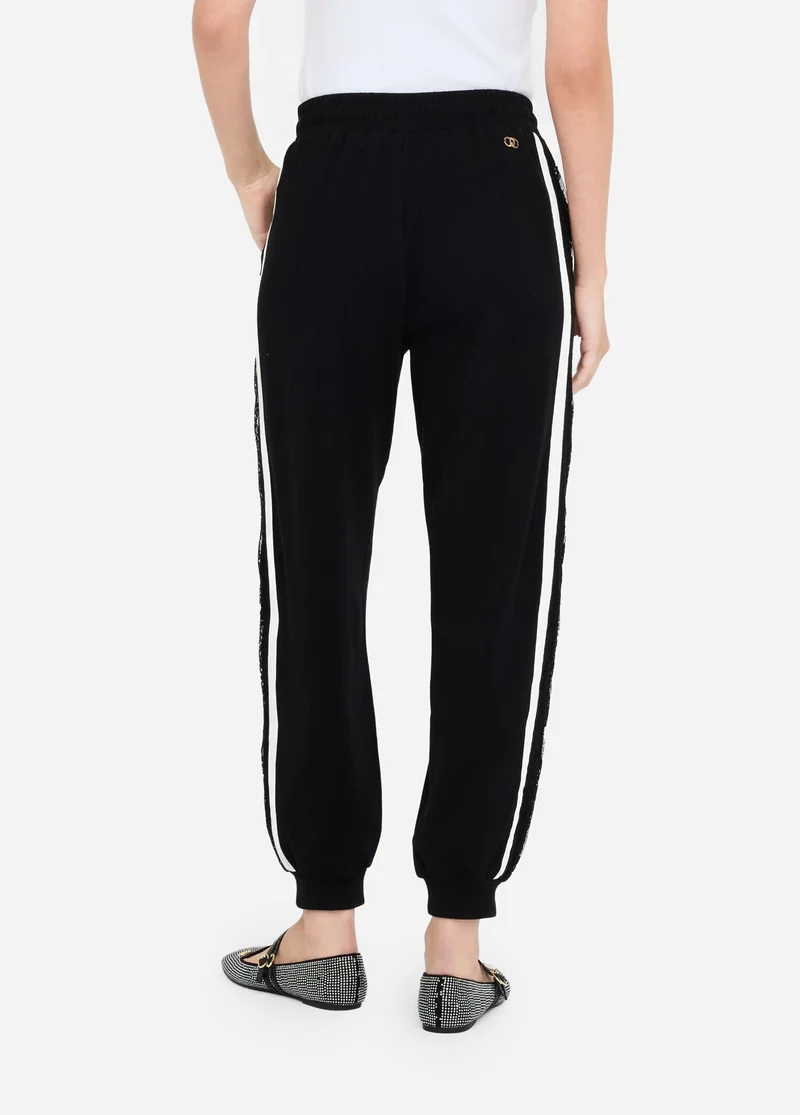 Plush Jogging Trousers with Lace