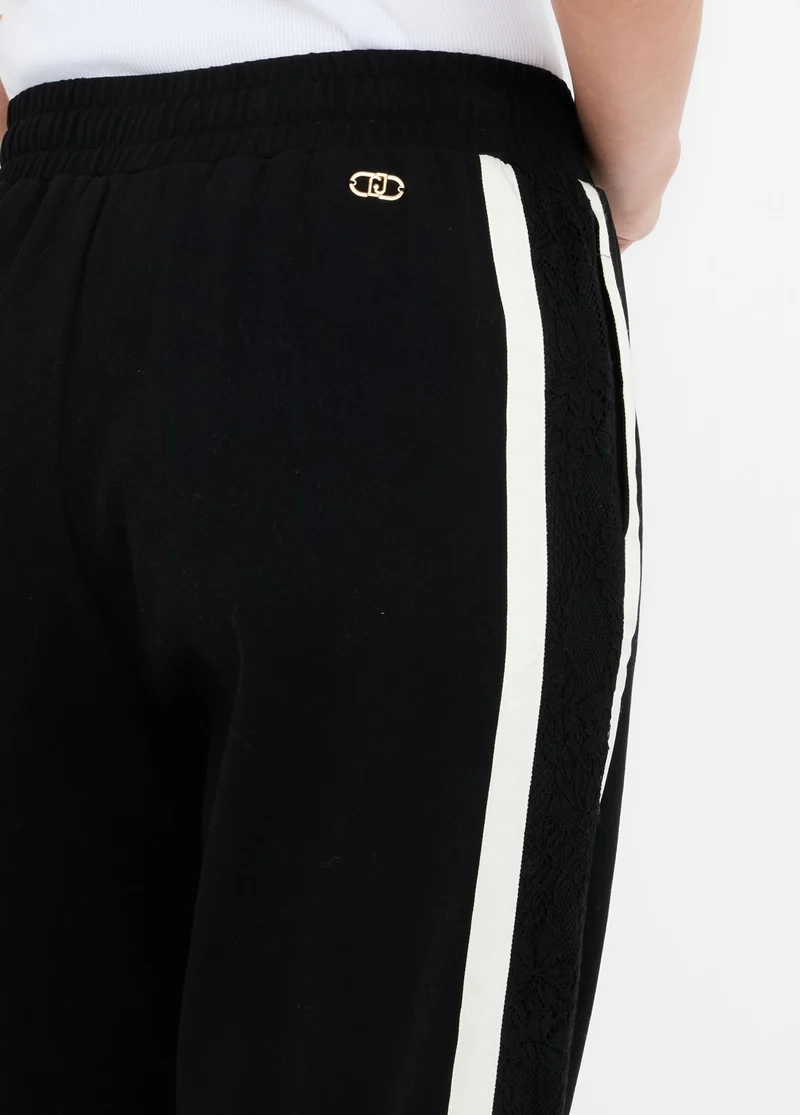 Plush Jogging Trousers with Lace