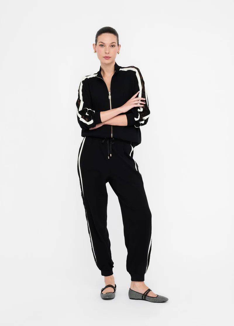 Plush Jogging Trousers with Lace