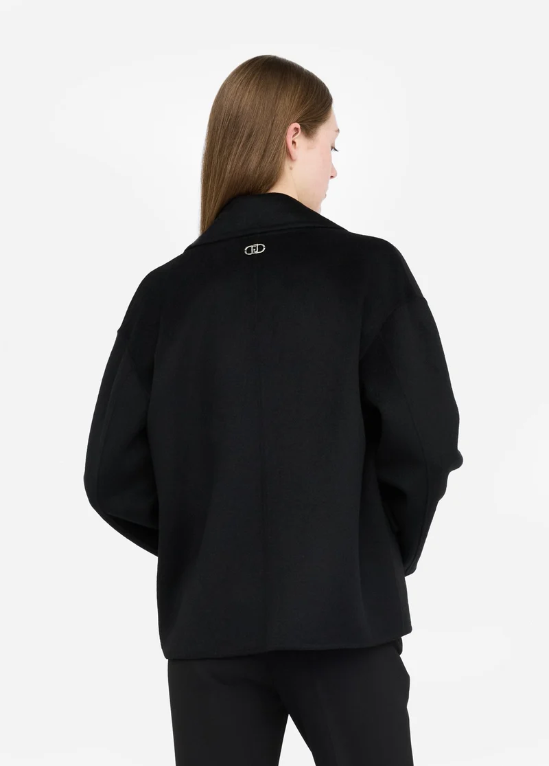 Wool Coat with Bejewelled Embroidery