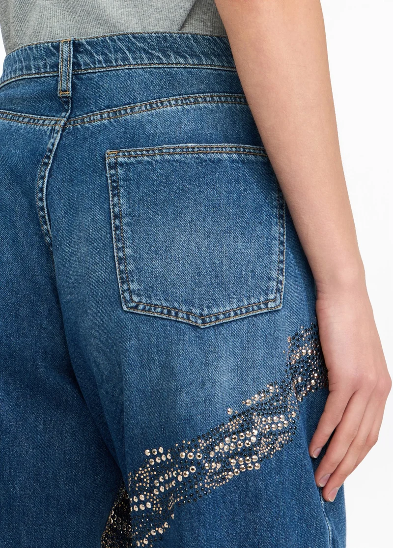 Balloon jeans with studs and gemstones