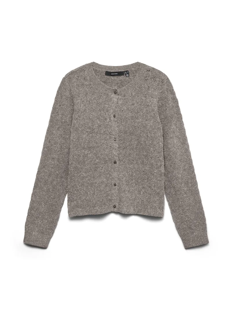 VMDOFFY STITCH LS O-NECK CARDIGAN N, Moon Rock/MELANGE