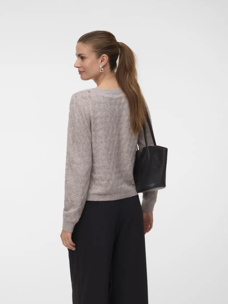 VMDOFFY STITCH LS O-NECK CARDIGAN N, Moon Rock/MELANGE