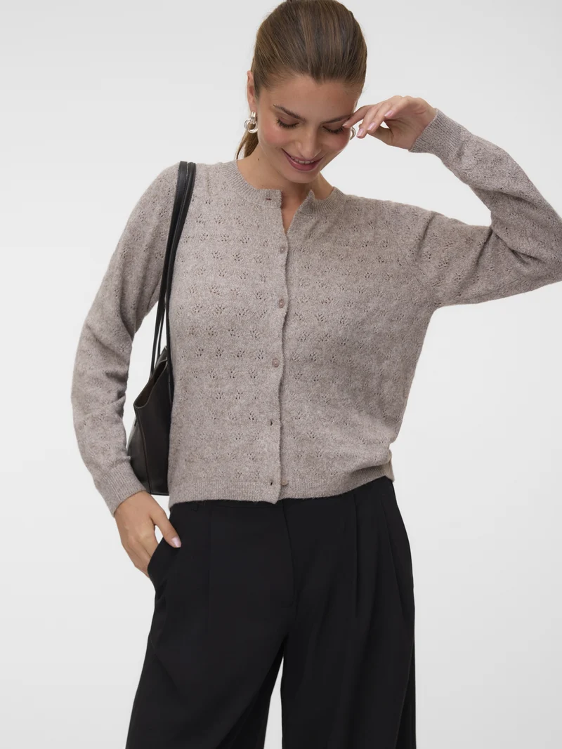 VMDOFFY STITCH LS O-NECK CARDIGAN N, Moon Rock/MELANGE