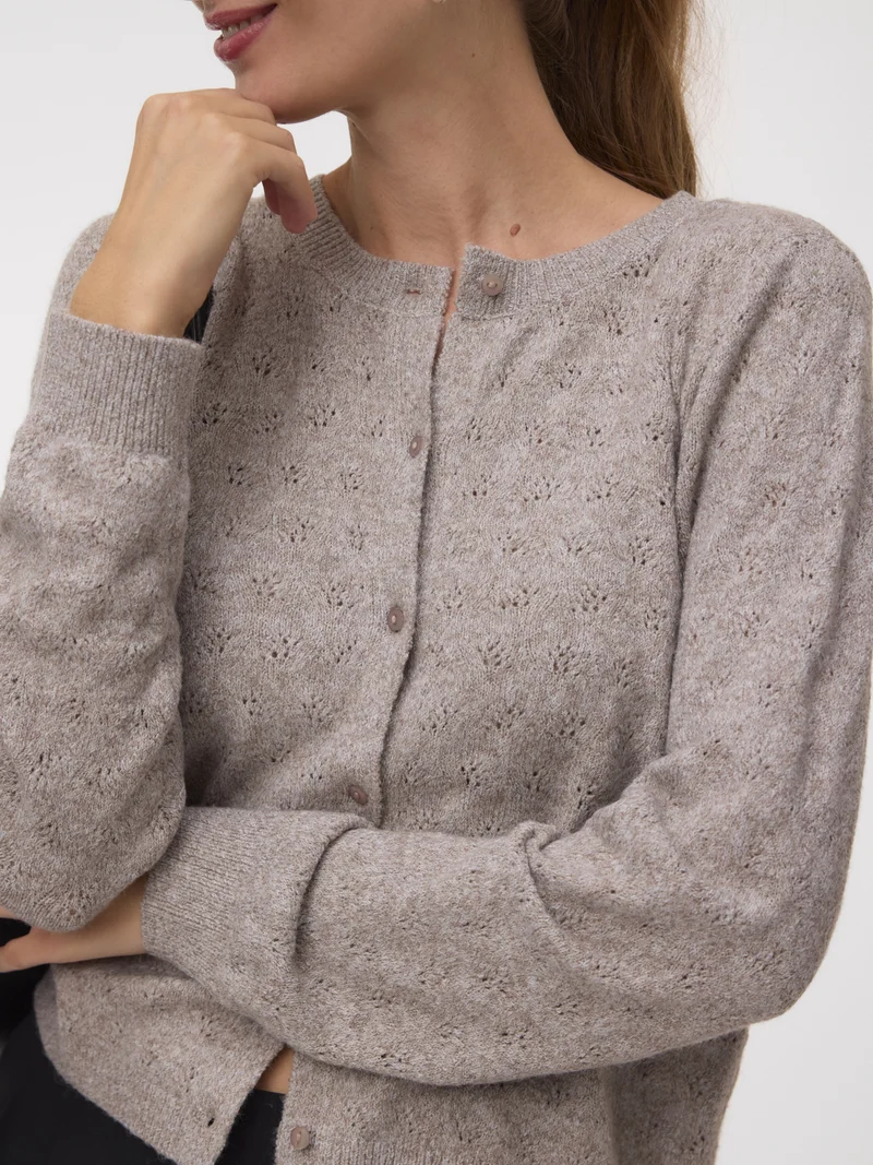 VMDOFFY STITCH LS O-NECK CARDIGAN N, Moon Rock/MELANGE