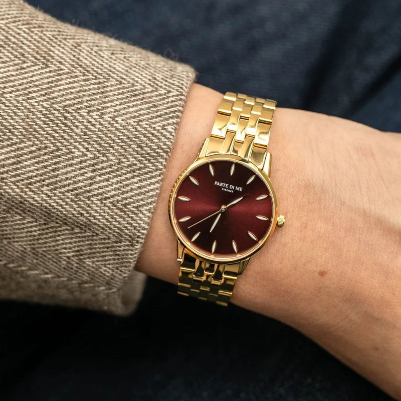 Parte Di Me Orologio rund Damenuhr goldfarben und dunkelbraun PDM09047