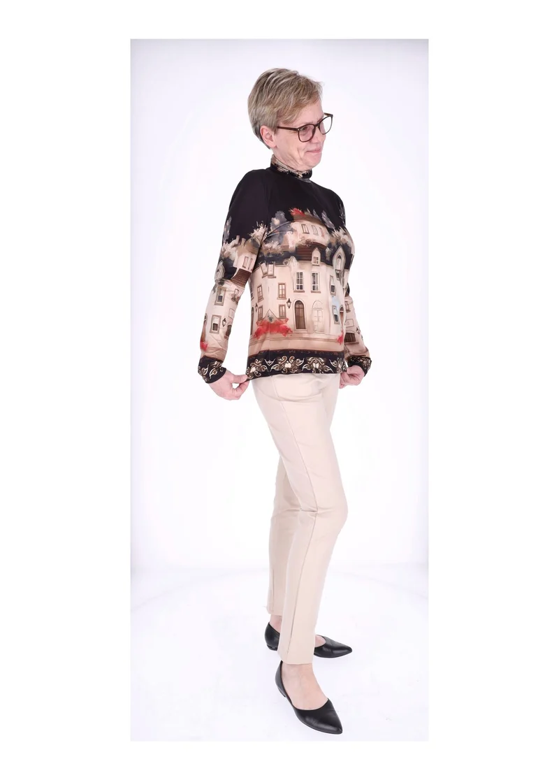 Splash of Color Rollkragen Shirt Damen
