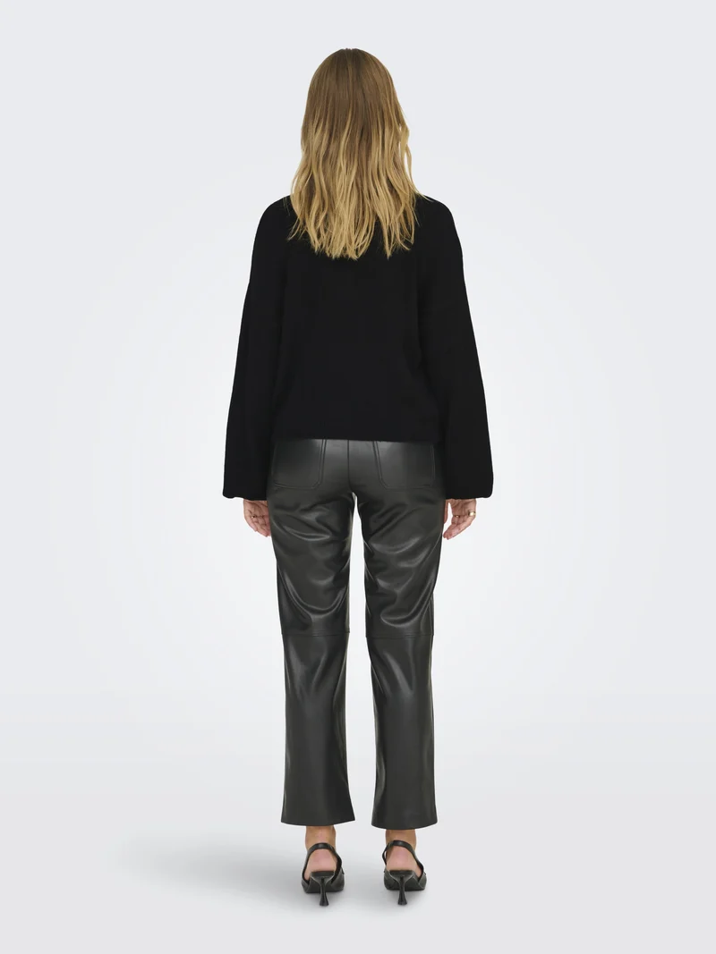 ONLDONNA LS BOW V-NECK KNT, Black