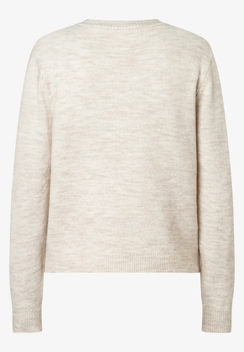 Pullover with Flowers, powder creme melange