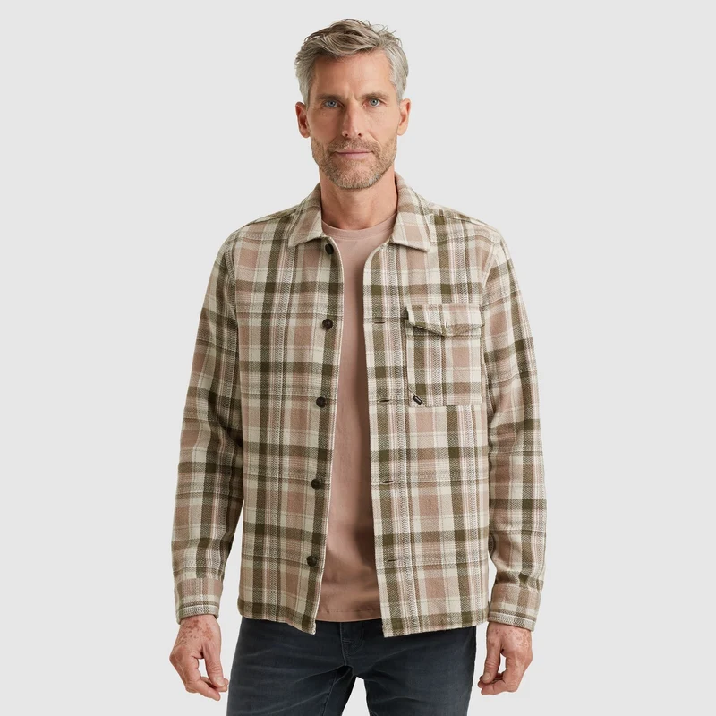 LONG SLEEVE SHIRT Herringbone chec, Silver Lining