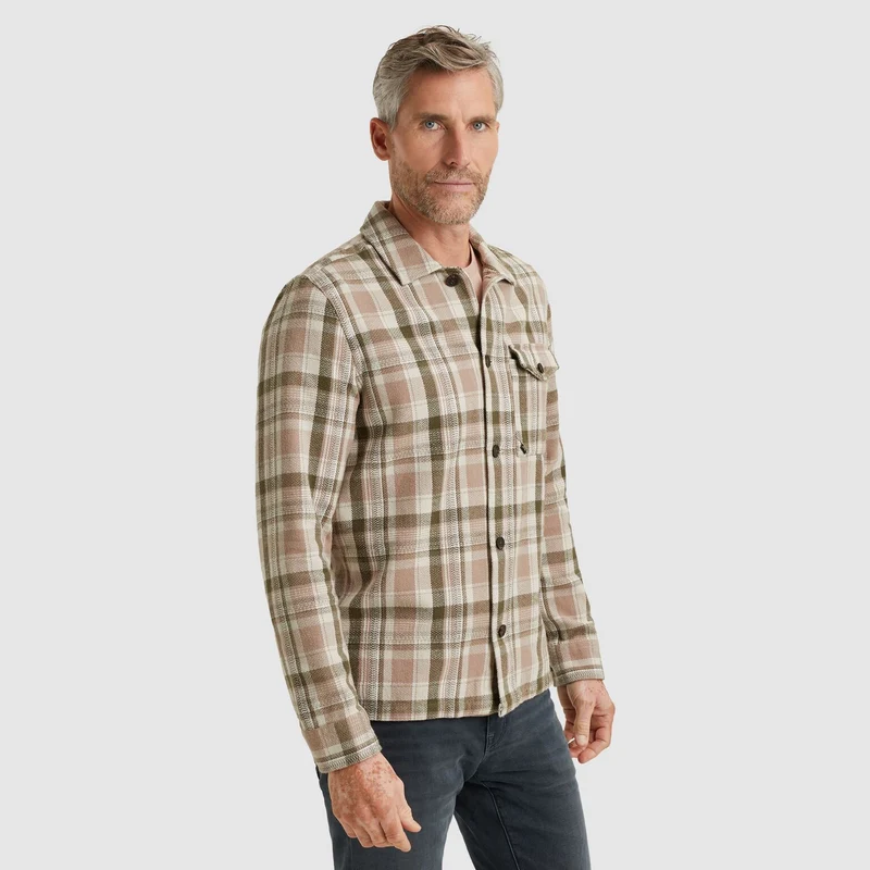 LONG SLEEVE SHIRT Herringbone chec, Silver Lining