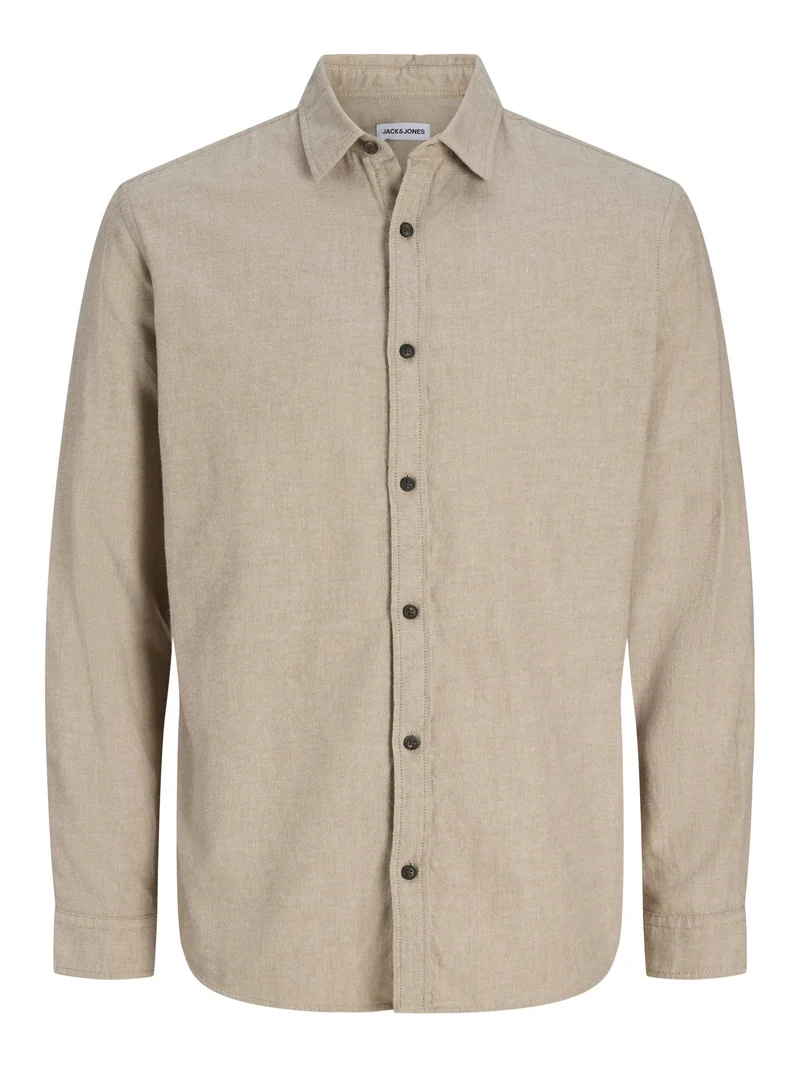 JJECLASSIC MELANGE SHIRT L/S NOOS, Oatmeal