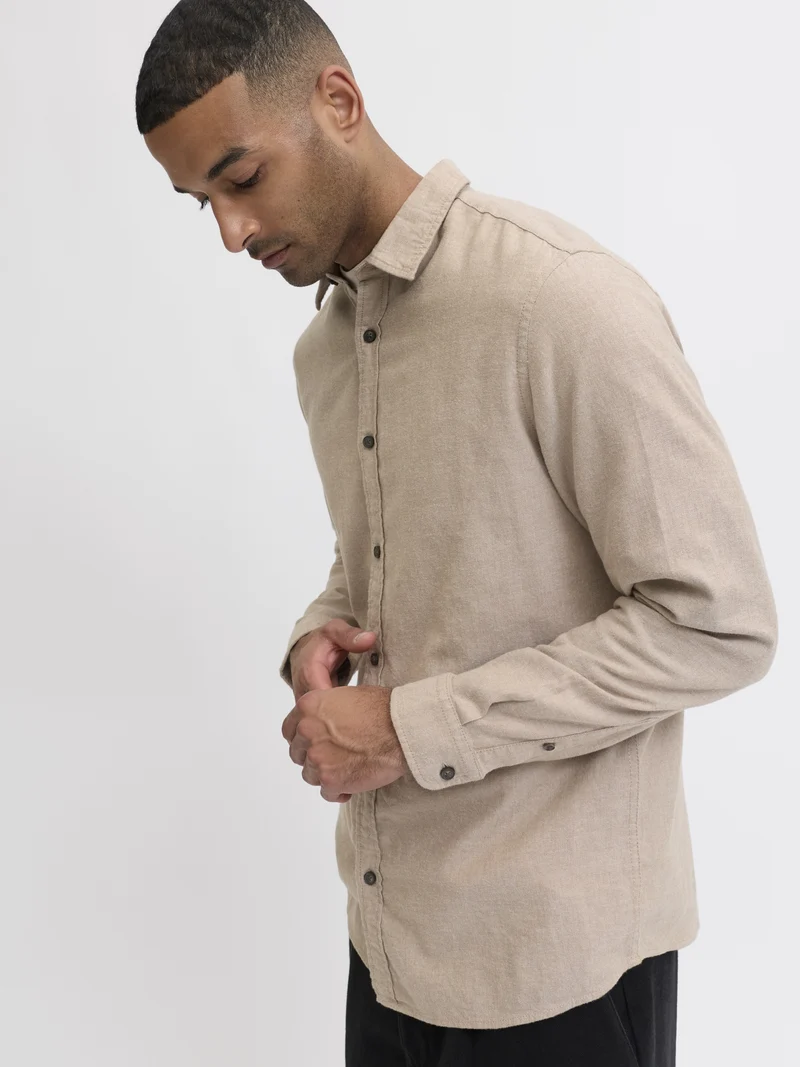 JJECLASSIC MELANGE SHIRT L/S NOOS, Oatmeal