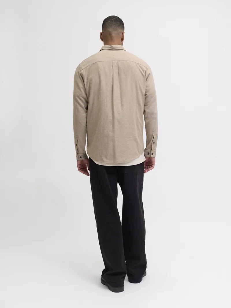 JJECLASSIC MELANGE SHIRT L/S NOOS, Oatmeal